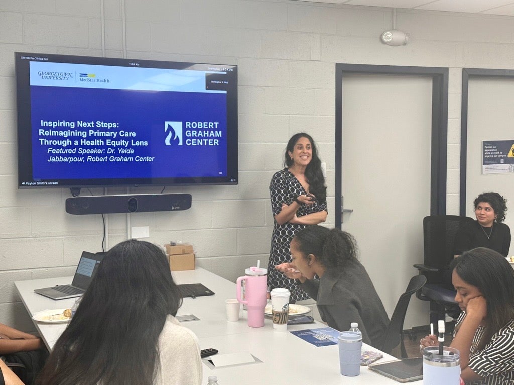 Dr. Yalda Jabbarpour, Director of the Robert Graham Center, presents on "Inspiring Next Steps: Reimagining Primary Care Through a Health Equity Lens".